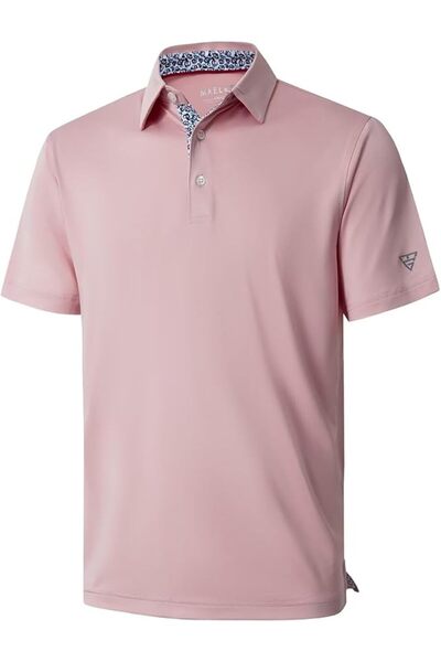 M MAELREG Men's Golf Polo Shirts Short Sleeve Striped Performance Moisture Wi...