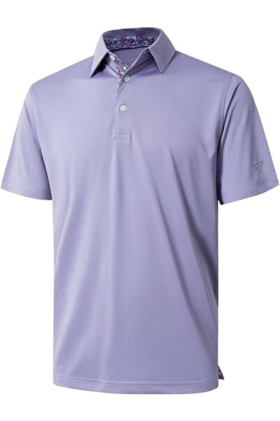 M MAELREG Men's Golf Polo Shirts Short Sleeve Striped Performance Moisture Wi...