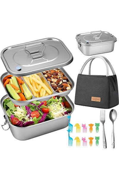 GENERAL Mylindde Bento Box, Stainless Steel Double Layer Lunch Box, Leakproof...