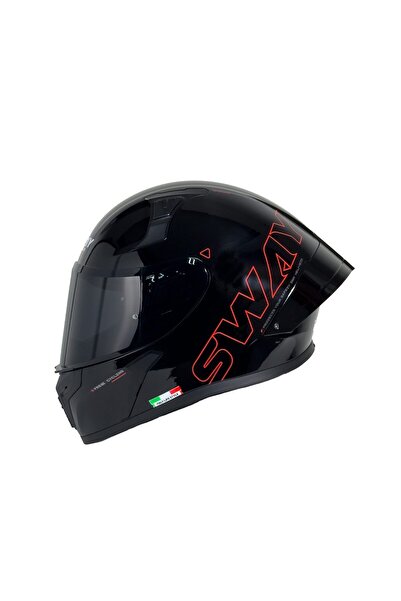 Sway F357 Kask Parlak Siyah Kırmızı