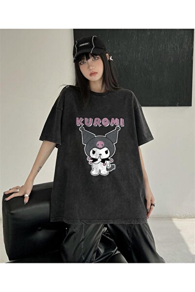 DEEFWEAR تي شيرت MINGALONDON Kuromi Be Quiet مطبوع عليه عبارة Be Quiet، قابل ...