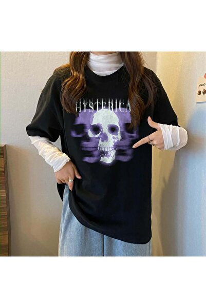 DEEFWEAR MİNGALONDON Histerična crna unisex majica sa printom, veće veličine