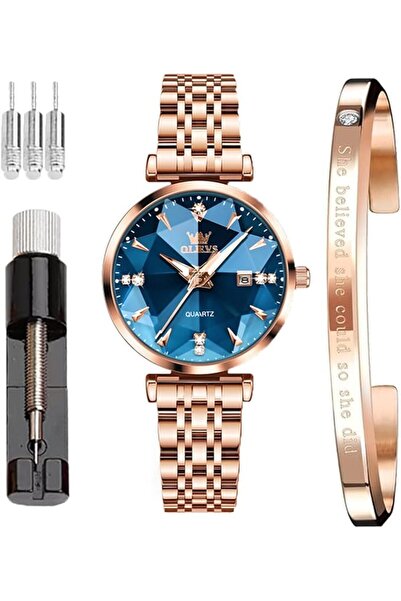 OLEVS Watches for Women Dress Roman Numerals Diamonds Stainless Steel Waterpr...