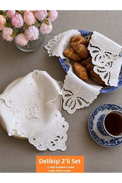 QBR Home Set of 2 Perforated Bread Covers. Butterfly and Rose Model