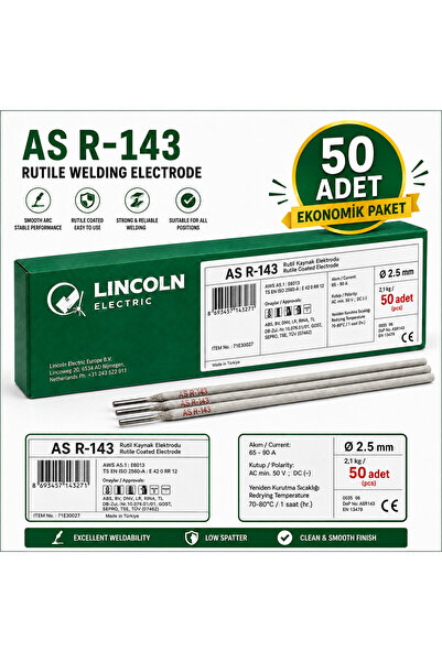 akatsuki Lincoln Electric AS R-143 Rutil Kaynak Elektrodu 2.5 mm – 50 Adet