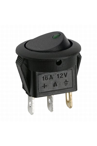 Alista Home Comutator basculant rotund cu LED, Verde, 12V, 16A, ON-OFF, pentr...