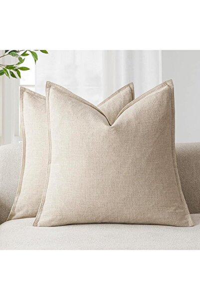 Foindtower Pack of 2, Decorative Linen Soild Throw Pillow Covers Soft Accent ...
