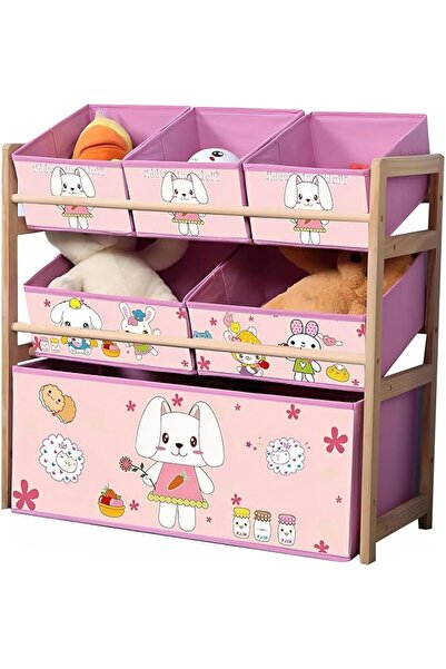 HOOKOR Kids Toy Organizer with Storage Bins, 3 Tier Solid Wood Toy Storage Ca...