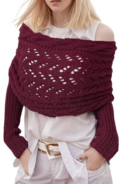 GENERAL Sweater Scarf with Sleeves for Women Multi-Use Knitted Cable Wrap Shr...