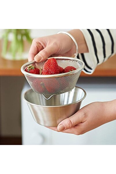 ALMEKAQUZ 304 Stainless Steel Colander, Mini Strainer with Mixing Bowl, Small...