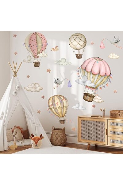 GENERAL Yamibobo Cartoon Hot Air Balloon Clouds Wall Stickers Living Room Gir...