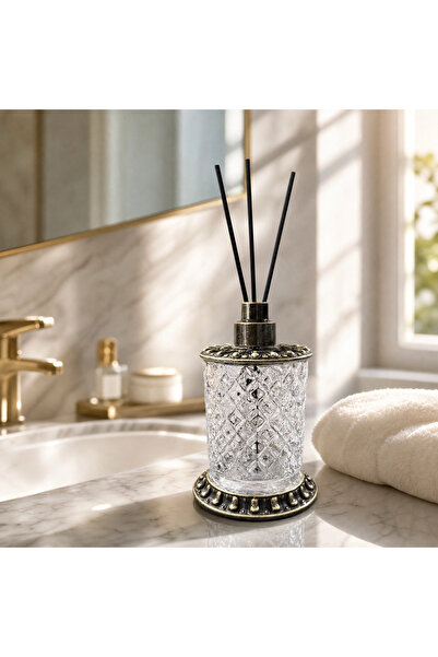 Kozak Serra Luxury Crystal Glass Room Fragrance Bottle with Bamboo Stick Deco...
