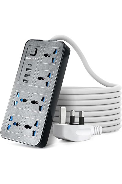 Baytion Extension Lead,Universal Electric Extension Cord with 3 Pin Outlets,E...