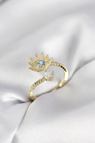 SORA GROUP Gold Color Eye Model Zircon Stone Women's Ring