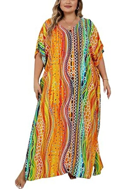 YouKD Women's Summer Boho Kimono Long Shirt Dress Large Size Robe Beach Wraps...