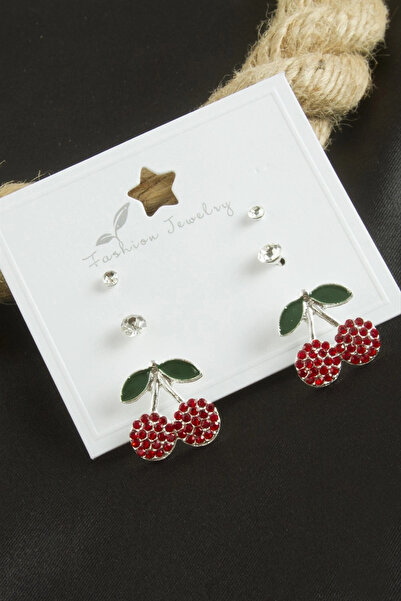 SORA GROUP 6 Pieces Cherry Zircon Stone Earrings