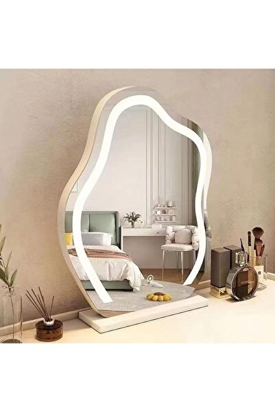 MarlaMall مرآة تجميل مع إضاءة LED، مرآة مكياج كبيرة على شكل سحابة مقاس 16.9 ب...