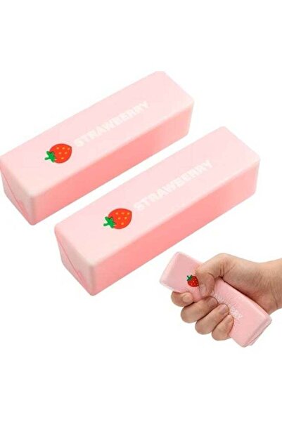 Squishy 2 Pack Pink Strawberry Butter Bar Toy, Stress Relief Sensory Toy