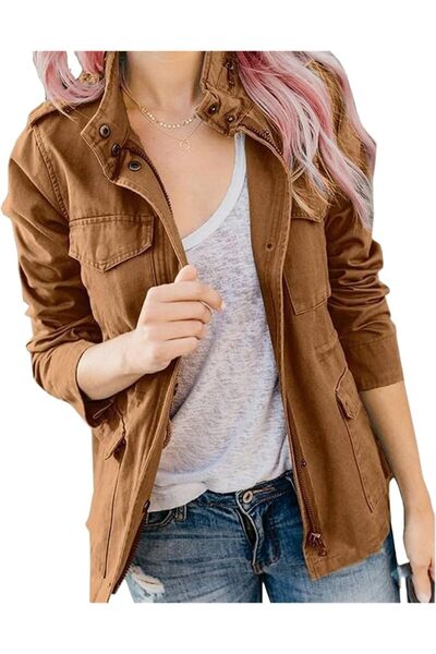 Generic Women's Military Anorak Jacket Cotton Utility Safari Zipper Casual Li...