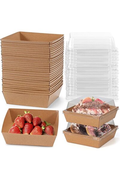 Generic Mini Charcuterie Boxes with Clear Lids, 4.5x4.5 Inches 20 Pack Brown ...