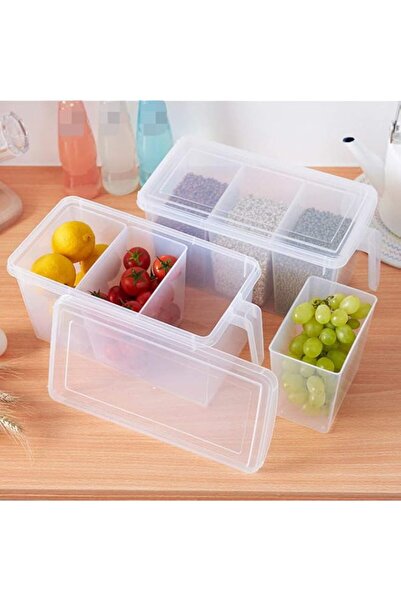 Generic Pack Clear Plastic Divided Veggie Storage Containers with Lids and Ha...