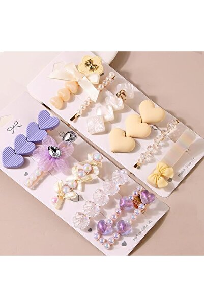 GENERAL 16 PCS Macaron Pearl Acrylic Resin Fashion Hair Clips Set, Cute Hair ...