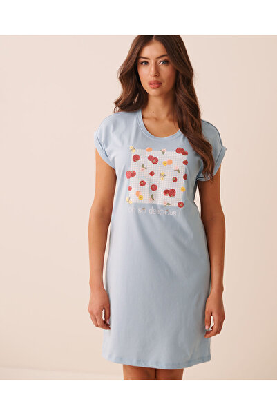 La Vie en Rose Tomato Print Cotton Short Sleeve Sleepshirt