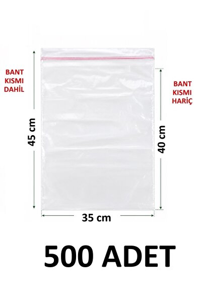 MTKardeşler 500 Pieces 35X40+5 cm Transparent Nylon Bags with Polyethylene Ta...