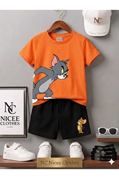 Leto Lykia Summer Children's T-Shirt Shorts Unisex (Tom Angry Jery Printed)