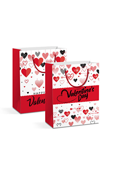 Alista Home Valentine's gift bag glossy paper, 11.4x6.4x14.6 cm, set of 12 pcs