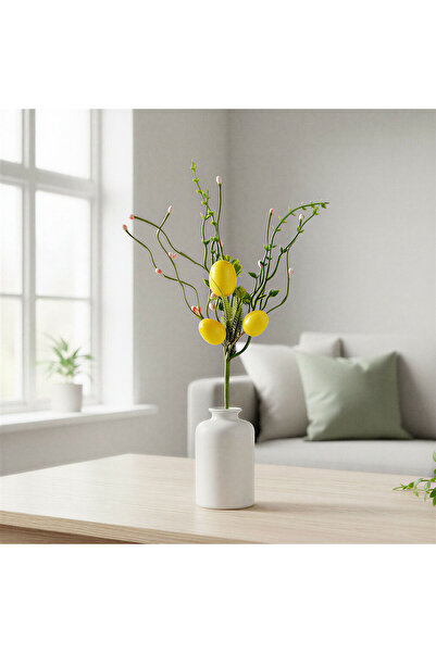 Alista Home Ornament tip ramură cu ouă, galben, 28x16 cm, decor de masă, vază...
