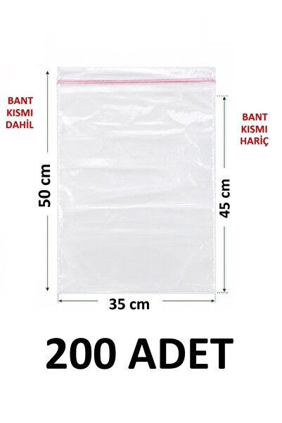 MTKardeşler 200 Pcs 35X45+5 cm Transparent Nylon Bag with Polyethylene Tape 3...