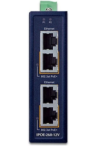 Planet Ipoe-260-12v PoE Βιομηχανικός Εγχυτήρας 2x Θύρες 4x1Gb 2x 802.3at 36/7...