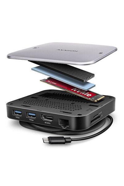 Axagon HMC-UFO USB-C Σταθμός Σύνδεσης με HDMI 4K PD Ethernet Γκρι