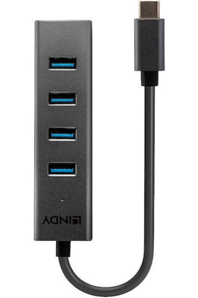 LİNDY Διανομέας USB 3.2 4 θυρών με σύνδεση USB-C Κωδικός Γκρι: 43325