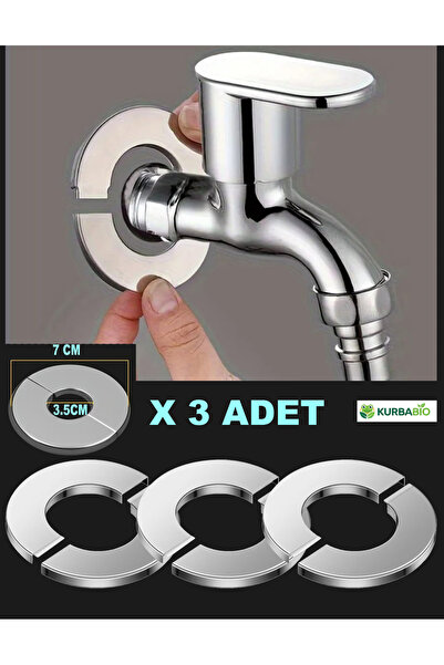 Kurbabio 7x3.5 CM x3 Adet Paslanmaz Çelik Musluk Rozeti ve Boru Aynası Kırık ...