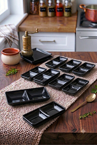 BİODATA 6 Pieces of Unbreakable Melamine 2-Compartment Sauce Bowl and Snack B...