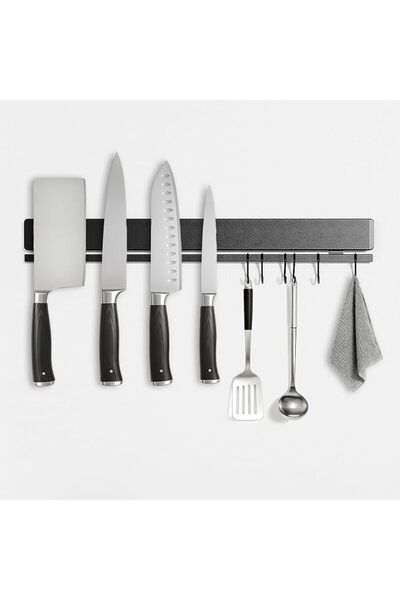 GENERAL TOUKA 12 Inch Magnetic Knife Holder in Black, 304 Stainless Steel – D...