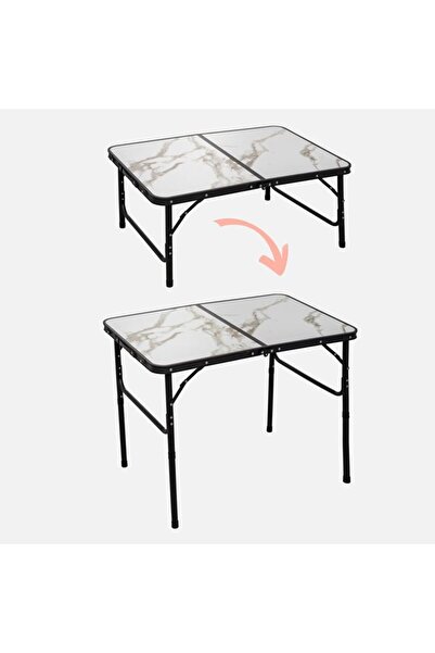 OEM White Folding Table with Patterned 90x60x39-70cm