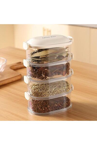 Tazweeq 4 Layer Stackable Spice Storage Box, Food Storage Containers with Lid...