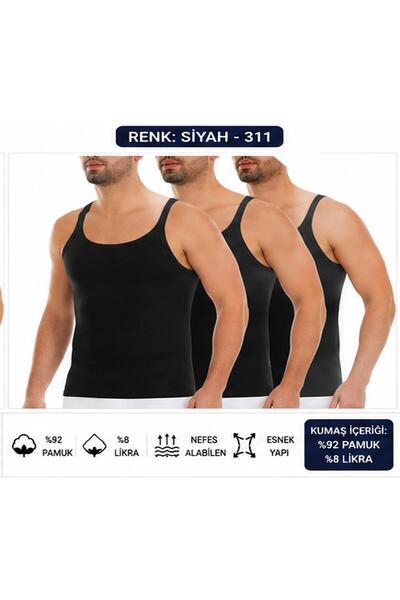 Yıldız Çamaşır Men's Camisole Lycra Thin Strap Undershirt (310-311-312) - 3 P...