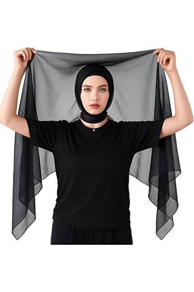SYOSI حجاب شيفون فوري 3 في 1 للنساء المسلمات، وشاح رأس طويل ناعم مع طبقة داخل...