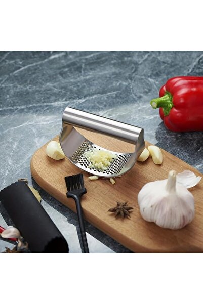 GENERAL 1PC Garlic Rocker Press Stainless Steel Curved Garlic Crusher Manual ...