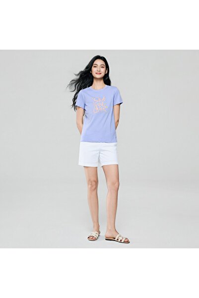 Giordano Women's Cotton Crew Neck Printed Comfort Tee