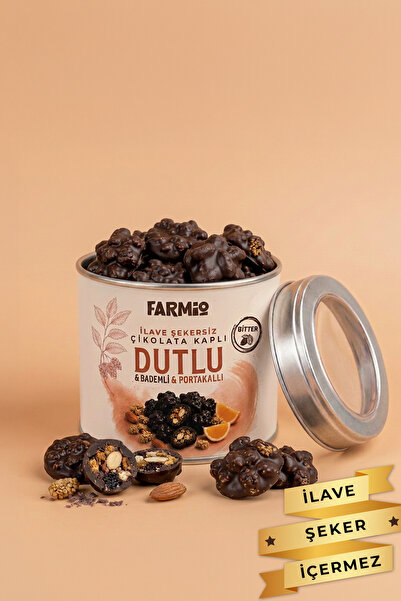 FARMİO İlave Şekersiz Bitter & Portakallı Çikolata Kaplı Dut & Badem - 70gr T...