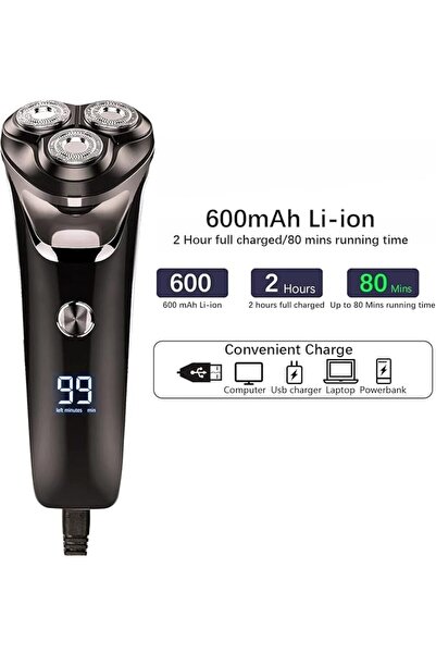JOYZZZ ماكينة حلاقة كهربائية، تعمل بالشحن عبر USB، للاستخدام الجاف والرطب، بش...