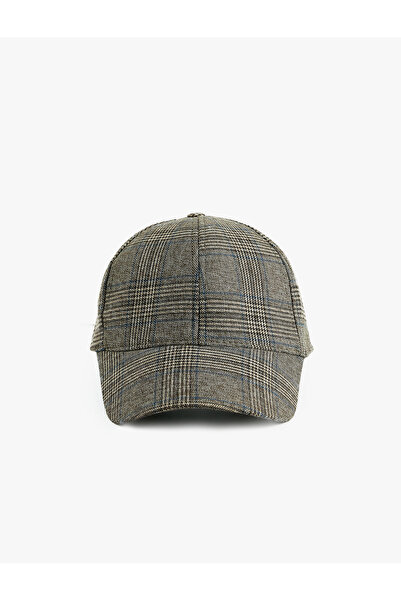 Koton Viscose Blended Plaid Cap Hat