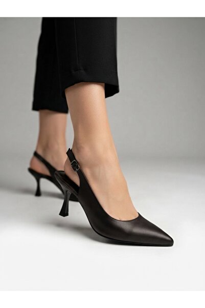Rüya Shoes Thin Heel Pointed Toe Comfortable Classic Heeled Genuine Leather S...