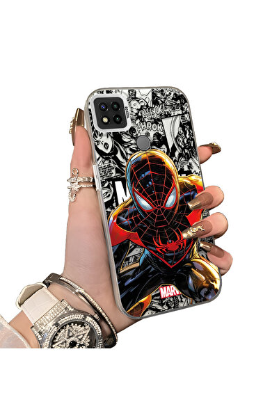 Hontinga Redmi 9c Uyumlu Spiderman Desenli Silikon Kenar Sert Arka Kılıf Coup...
