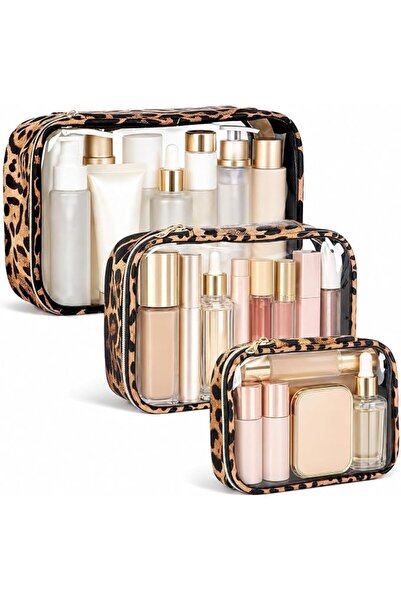TERRIFI Clear Zipper Makeup Bags, Tsa Approved, Waterproof Toiletries with Print